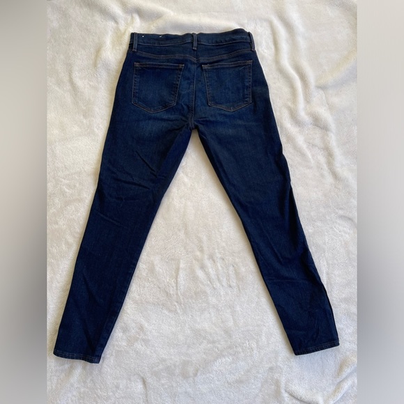 LOFT Dark Wash Skinny Jeans With Buttons at Ankles - Picture 2 of 15